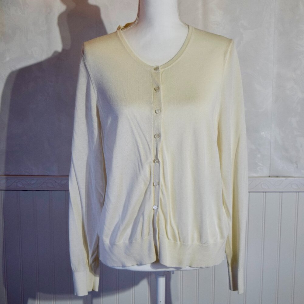 Anthropologie Cream Ivory Button Up Classic Cardigan Sweater - Size 2XL